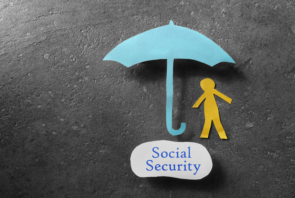 Social Security Message with Umbrella and Person 