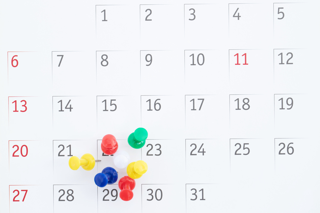 Thumbtacks on a Calendar